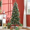 6' Snow Artificial Christmas Tree Holiday Home Decor with Pine Cones