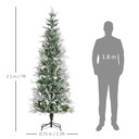 7 Foot Snow Flocked Artificial Christmas Tree Holiday with Pencil Shape HOMCOM