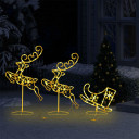 Acrylic Christmas Flying Reindeer & Sleigh 260x21x87cm Blue & Multicolored Cold & Warm White