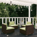 4 Piece Garden Lounge Set with Cushions Poly Rattan Brown