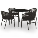 vidaXL 5 Piece Garden Dining Set Black - 80 x 80 x 74 cm Table