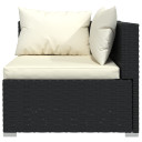 vidaXL 6 Piece Garden Lounge Set with Cream Cushions Poly Rattan Black - 60 x 60 x 30 cm Table