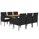 vidaXL 7 Piece Outdoor Dining Set Poly Rattan Black - 160 x 70 x 72 cm Table