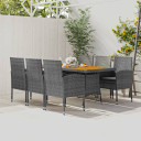 vidaXL 7 Piece Outdoor Dining Set Poly Rattan Grey - 160 x 70 x 72 cm Table