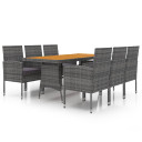 vidaXL 7 Piece Outdoor Dining Set Poly Rattan Grey - 160 x 70 x 72 cm Table