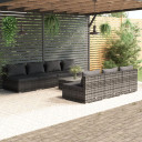 vidaXL 8 Piece Garden Lounge Set with Anthracite Cushions Poly Rattan Grey - 60 x 60 x 30 cm Table