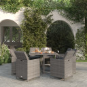 vidaXL 9 Piece Garden Dining Set with Dark Grey Cushions Poly Rattan Grey - 109 x 107 x 74 cm Table
