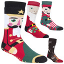 Image: Men's Christmas Slipper Socks by Heat Holders, featuring Santa, Rudolph, and Christmas Pudding designs