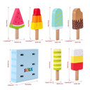 SOKA Wooden Ice Lollies 7 pcs Ice Cream Popsicle Selection Pretend Play Set 3+