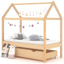 Kids Bed Frame with Drawer Solid Pine Wood 70x140 cm to 90 x 200 cm