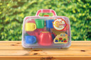 Kids 15 Piece Red Portable Plastic Tea Set with Carry Case for Age 3+