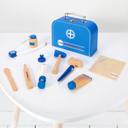 SOKA 10 pcs Wooden Doctor Set for Kids with Portable Medical Carry Case Blue