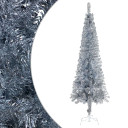 Slim Christmas Tree with LEDs&Ball Set Silver 210 cm