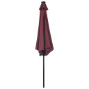 vidaXL Outdoor Parasol with LED Lights and Steel Pole - 300cm - Bordeaux Red/Terracotta/Green/Sand White/Anthracite/Taupe/Black/Azure