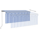 Manual Retractable Awning with Blind & LED - 3x2.5m to 6x3m - Blue and White,Cream,Yellow and White,Anthracite,Orange and Brown