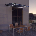 Manual Retractable Awning with LED - 350x250cm to 600x350cm - Blue and White,Cream,Yellow and White,Anthracite,Orange and Brown