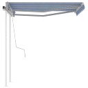 Manual Retractable Awning with Posts - 3x2.5m to 6x3.5m - yellow and white,orange and brown,blue and white,cream,anthracite