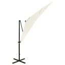 Cantilever Umbrella with Pole and LED Lights - 250cm & 300cm - sand,green,anthracite,taupe,black,azure blue,bordeaux red,terracotta