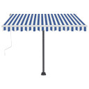 Manual Retractable Awning with LED - 300x250cm to 600x350cm - blue and white,cream,yellow and white,anthracite,orange and brown
