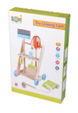 Lelin 11PC Wooden Toy Cleaning Cart Trolley Pretend Play Set for Kids