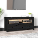 vidaXL TV Cabinet Black 114x35x52 cm Solid Wood Pine