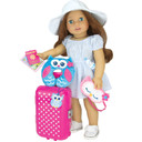 18" Doll Holiday Travel Suitcase 7 Pcs Set Sleeping Set