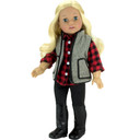 4 Pcs Baby Dolls Clothes Set, 18" Doll Red Cowgirl Checked Shirt