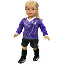 6 Piece Baby Dolls Clothes Set, 18" Doll Footballer Outfit Purple/Black