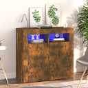 vidaXL Sideboard with LED Lights Smoked Oak 80x35x75 cm