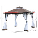  3x3m Gazebo W/Netting-Brown