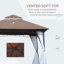  3x3m Gazebo W/Netting-Brown