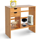 Desk Organiser Desktop Bookshelf 180 Degree Rotatable 2 Drawers Bamboo