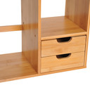 Desk Organiser Desktop Bookshelf 180 Degree Rotatable 2 Drawers Bamboo