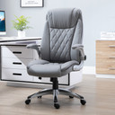 High Back Executive Office Chair Home Swivel PU Leather Chair, Grey