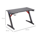 LED Racing Style Gaming Desk Table with Cup Holder Hook Cable Holes