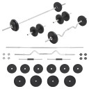 vidaXL Barbell and Dumbbell Set 30 kg (Straight & Super Curl)