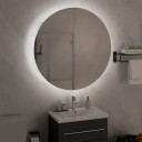 vidaXL Bathroom Cabinet with Round Mirror&LED Grey 54x54x17.5 cm