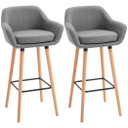 2 PCs Modern Upholstered Fabric Bucket Seat Bar Stools