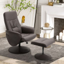 2 Pcs Reclining Armchair Ottoman 360 Swivel Home Furniture PU Leather Brown