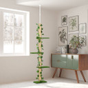 242cm Adjustable Floor-To-Ceiling Cat Tree w/ Anti-Slip Kit - Green