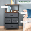 4 Drawer Storage Chest Unit Home w/ Shelves Home Living Room Bedroom Black