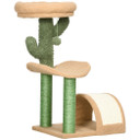 72cm Cat Tree w/ Bed, Toy Ball, Sisal Post, Curved Pad - Beige & Green