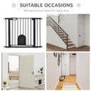 75-103 cm Extra Wide Pet Safety Gate, Stair Pressure Fit, Double Locking, Black