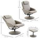 Adjustable Recliner Swivel Leather Armchair 360 Rotatable Stool W/ Footrest