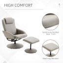 Adjustable Recliner Swivel Leather Armchair 360 Rotatable Stool W/ Footrest
