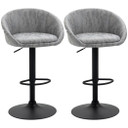 Adjustable Swivel Bar Stools Set of 2 Bar Chairs with Footrest, Light Grey