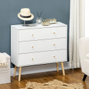 Chest of Drawers 3-Drawer Dresser Storage Organiser with Wood Legs, White