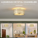 Crystal Chandelier Round Ceiling Light for Living Room Bedroom Hallway, Silver