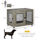 Dog Kennel Furniture End Table w/ Two Doors, Soft Cushion for Large Medium Dogs