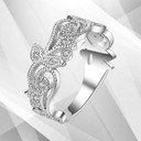 0.35Ct 19 Diamonds Designer Sparkling Bridal Engagement Ring 18K White Gold Over